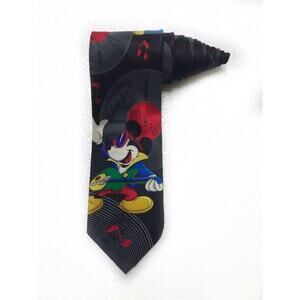 Disney Mickey Unlimited Mickey Mouse Rock Roll Record Guitar Vintage Tie Cartoon